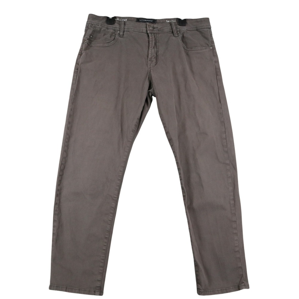 Liverpool Slim Straight Pants Mens 36x28 Deep Earth Brown Gray Casual Business